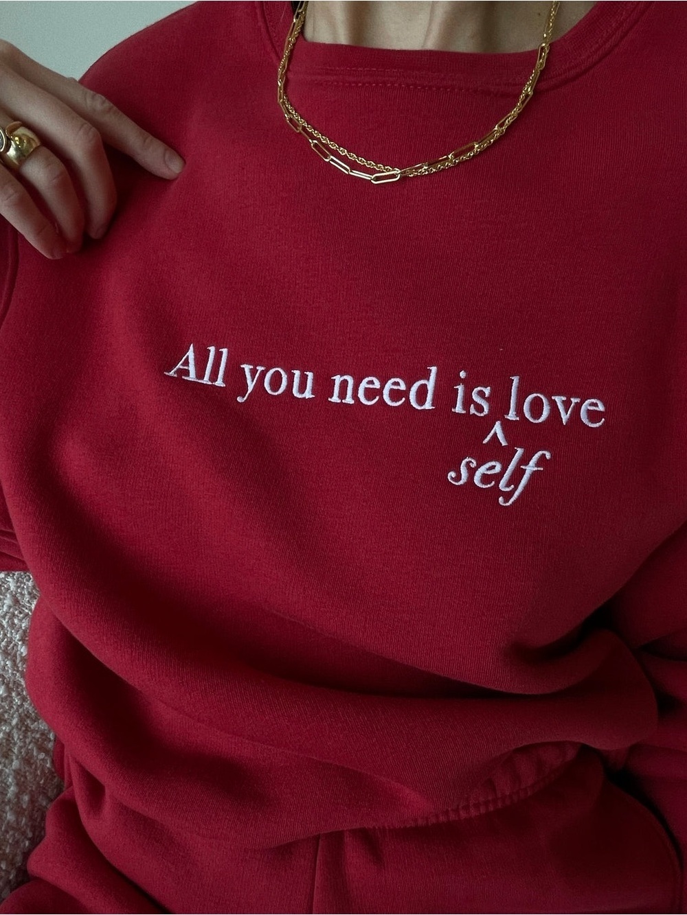Brunette The Label “All You Need Is self Love” Graphic Crewneck Sweatshirt – M/L